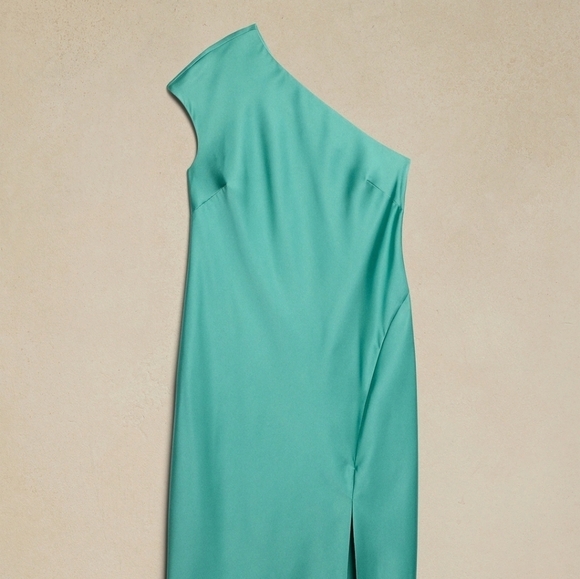 NWT Banana Republic Satin One Shoulder Midi Dress - Picture 3 of 4